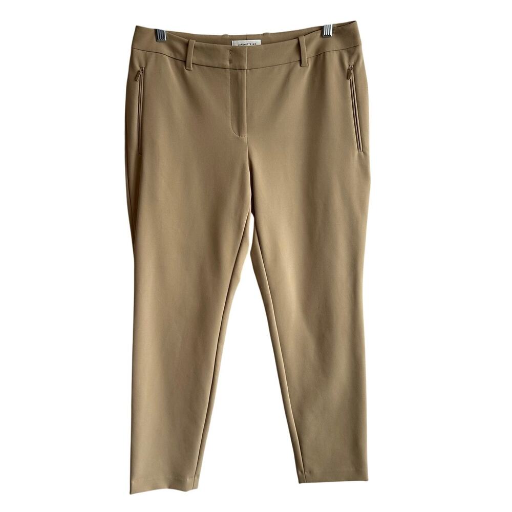 Lafayette 148 Acclaimed Stretch Essex Slim Pant 8 Tan